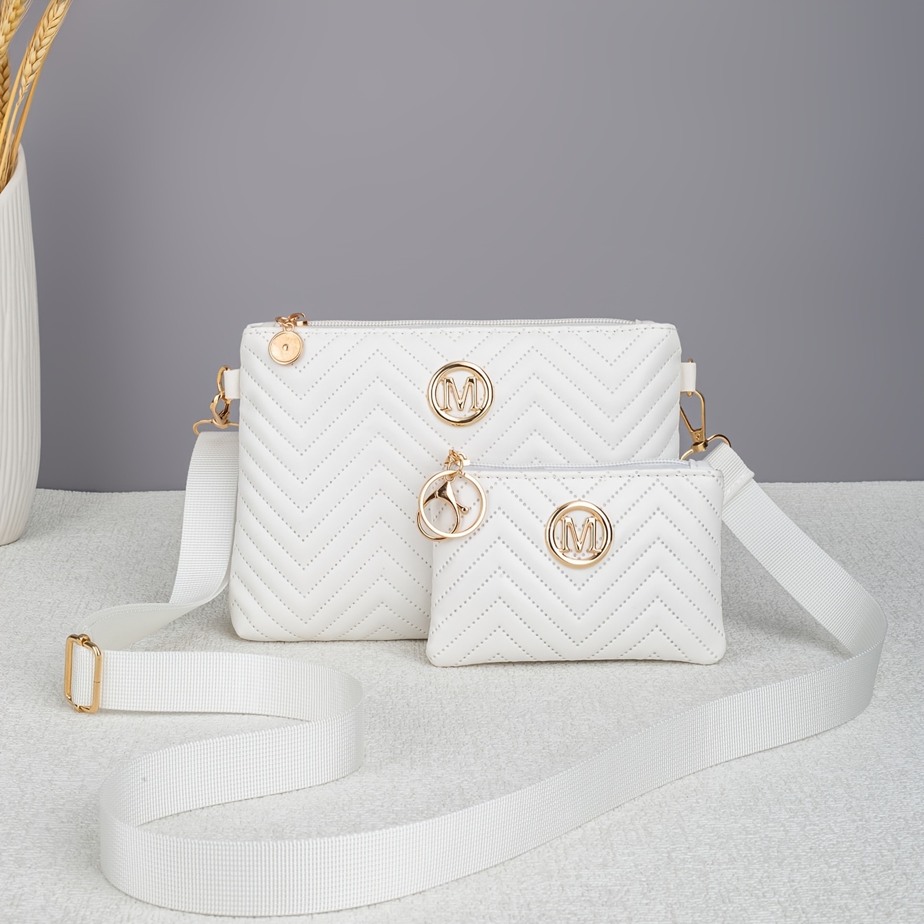 TEMU 2pcs Set: Versatile Rhombus Pattern Small Square Bag Set, Includes Coin Purse, Women's Fashionable Single-shoulder Crossbody Bag, Everyday