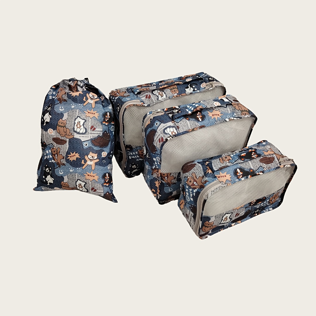 Foldable Travel Packing Cubes Bag Set - Compact Storage Space Luggage Organizer - Packing Cube Bag (s/m/l), Shoe Bag, Expandable Foldable Storage Bag