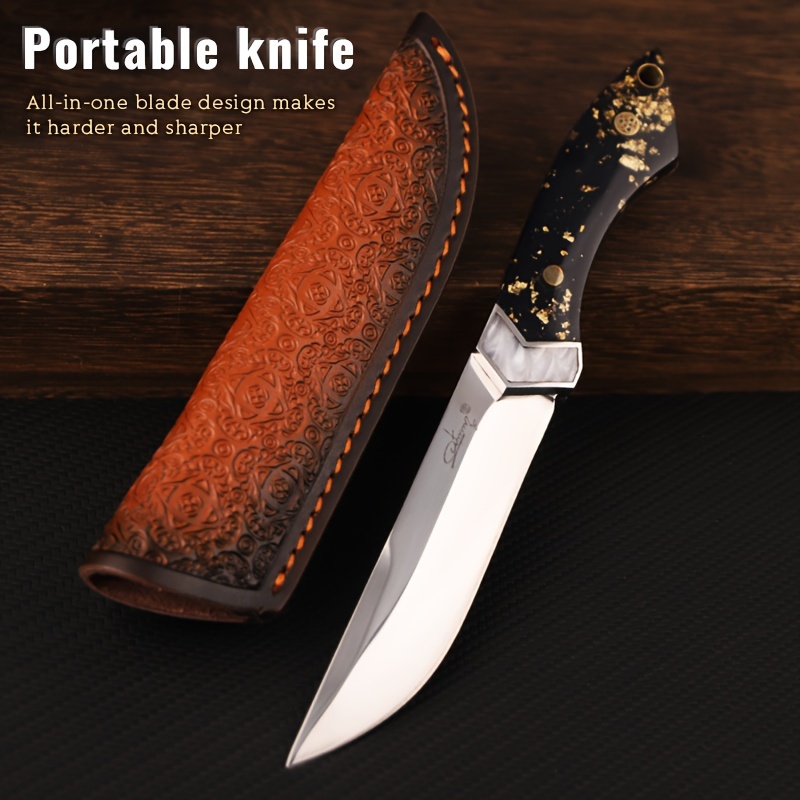 

1pc Portable Knife With Holster, Made Of High Hardness Stainless Steel, Suitable For Outdoor Camping, Hiking, Fishing, And Other Activities.