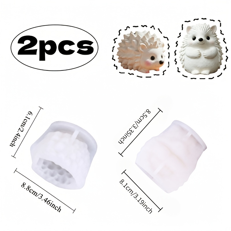 TEMU 2pcs Resin Silicone Mold - Hedgehog Set (standing & Laying ) For Easy Demolding, & Reusable Use | Candle Making Mold, Epoxy Resin & Clay Plaster