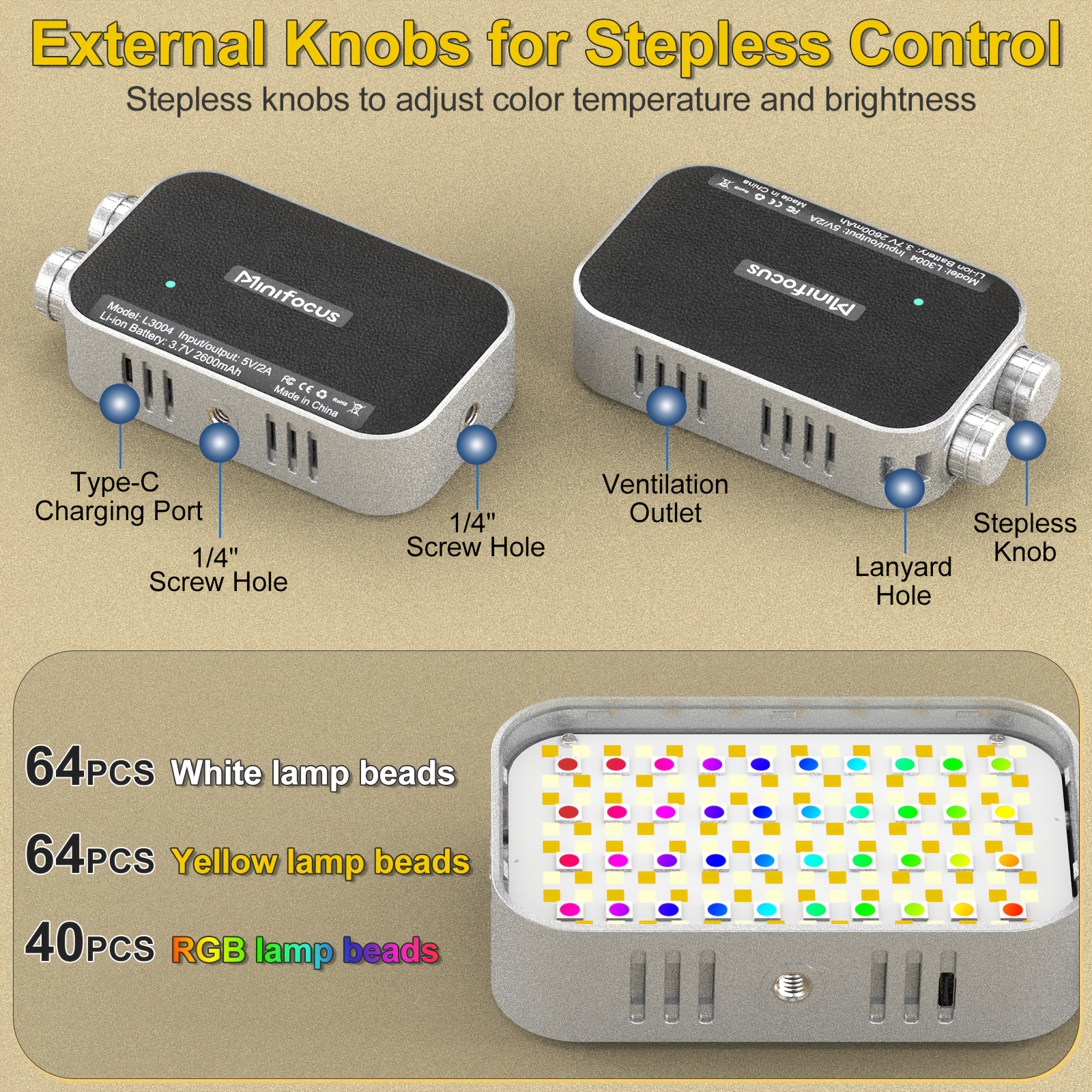luce di riempimento rgb |   luce led fotografica a 360° a colori, luce intelligente per video di   a   completo   soffusa portatile per   di   televisiva.     (batteria/usb) + dimmerabile + batteria ricaricabile da 2600mah Dettagli dell'articolo 6