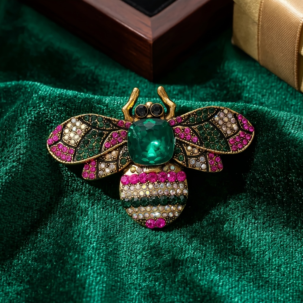 TEMU Broche forma de abeja y pedrería , alfiler de diseño de , accesorio versátil para trajes, abrigos y chaquetas, broche de de