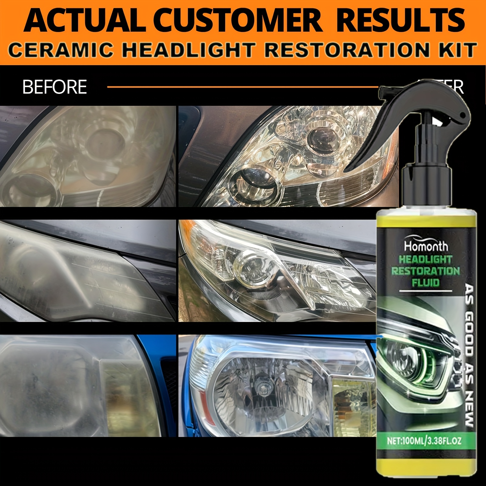 

Car Headlight Repair Kit, Car Headlight Scratch Repair, Yellowing, Renovation And Brightening Coating Agent