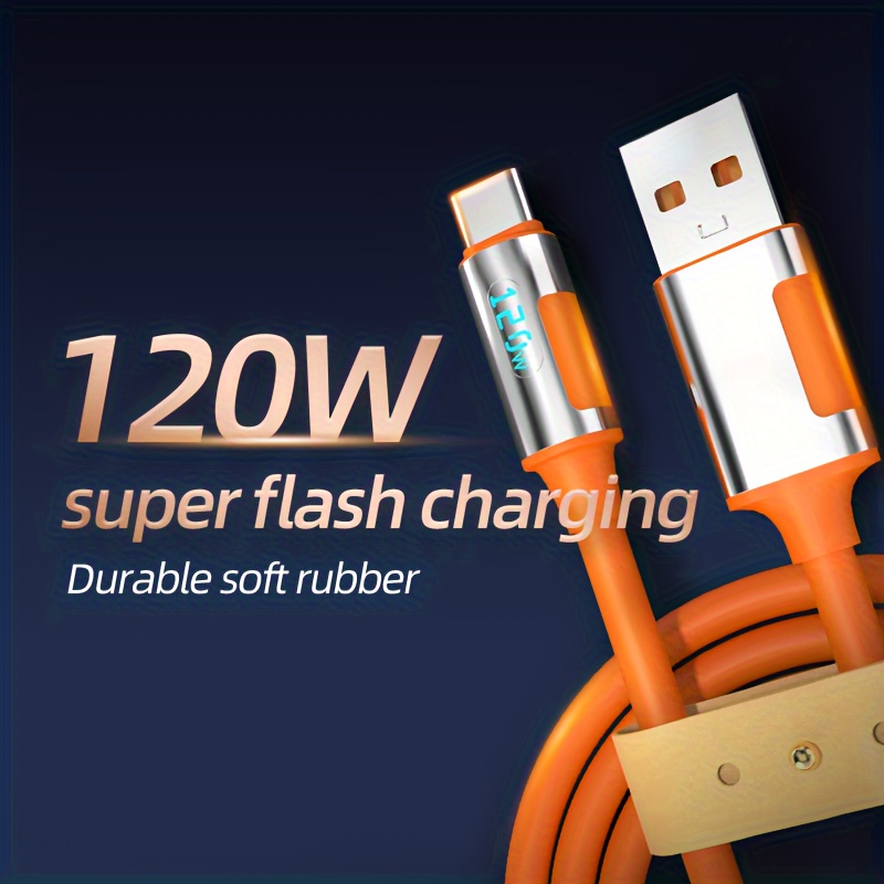 

120w 6a Usb C Data Cable Super Fast Charging Digital Display Type C Flash Charging For Samsung Galaxy S20 S10 S9 S8 Note 10 9 8 A20 A51 A71 Moto 7a 7 Usb A To Usb C