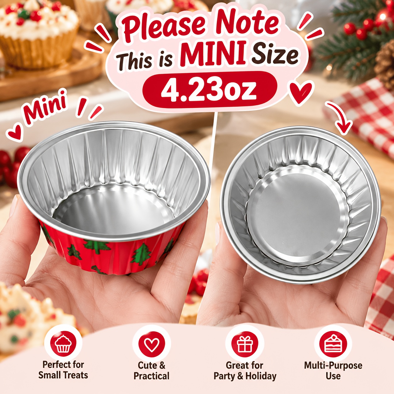 36pcs Mini Christmas Dessert Boxes with Clear Lids