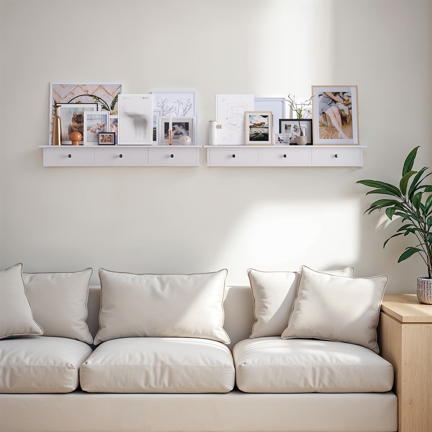 Image of A Wall-mounted Floating Shelf Featuring 3 Drawers, Suitable For , Living Rooms, And Offices, Designed For Easy Assembly, , And Space , , Floating Shelves