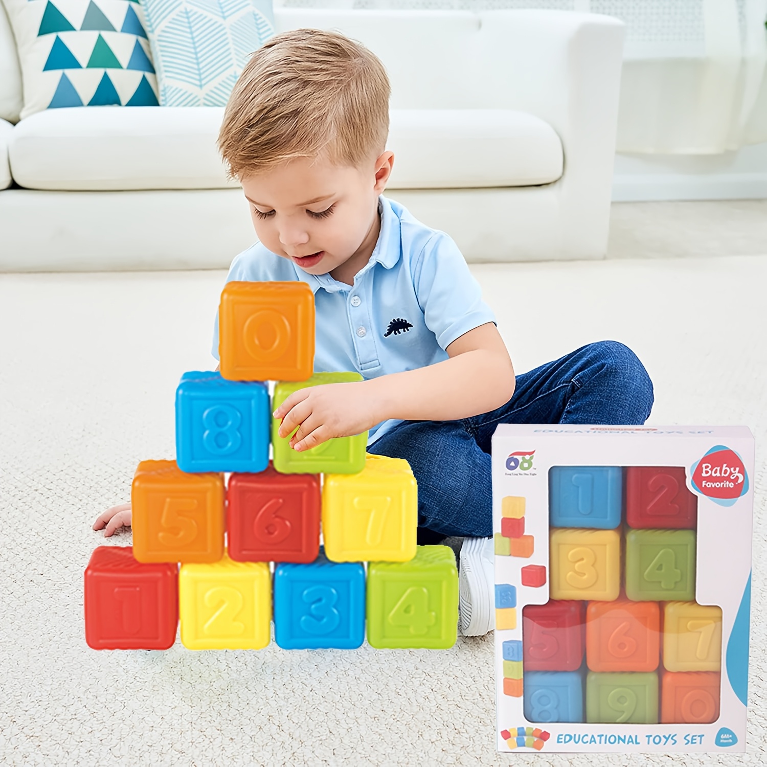 Bloques para Bebés, Bloques de *ucción para Bebé, Juguetes Sensoriales  con Números, Juguete para Niños Pequeños y Bebés, Bloques de