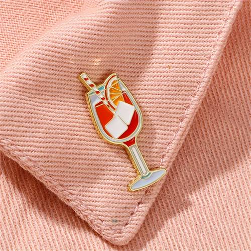 adorable enamel pins featuring cartoon style cocktail drinks decorating bags or as jewelry gifts