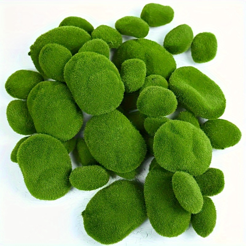 

40pcs Artificial Moss Rocks Set In 4 Sizes - Green Moss Balls For Floral Arrangements, Fairy Gardens & Crafts - Easter, Halloween, Christmas, Thanksgiving Decor