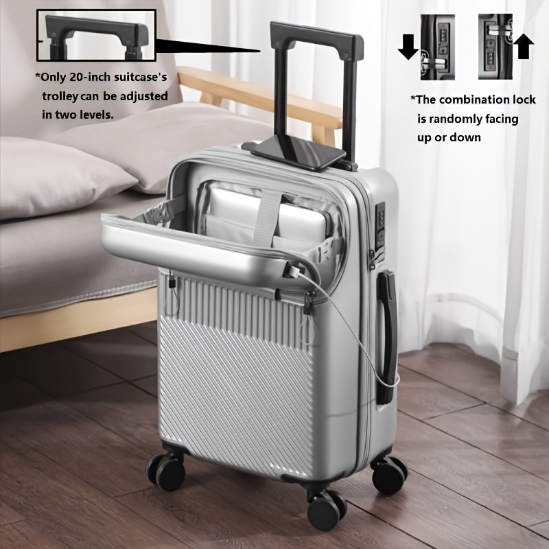 TEMU 1pc Lightweight Abs+pc Carry On Suitcase Luggage With & Spinner Wheels, Laptop Compartment Suitable For Business Travel, Short Trips, Durable