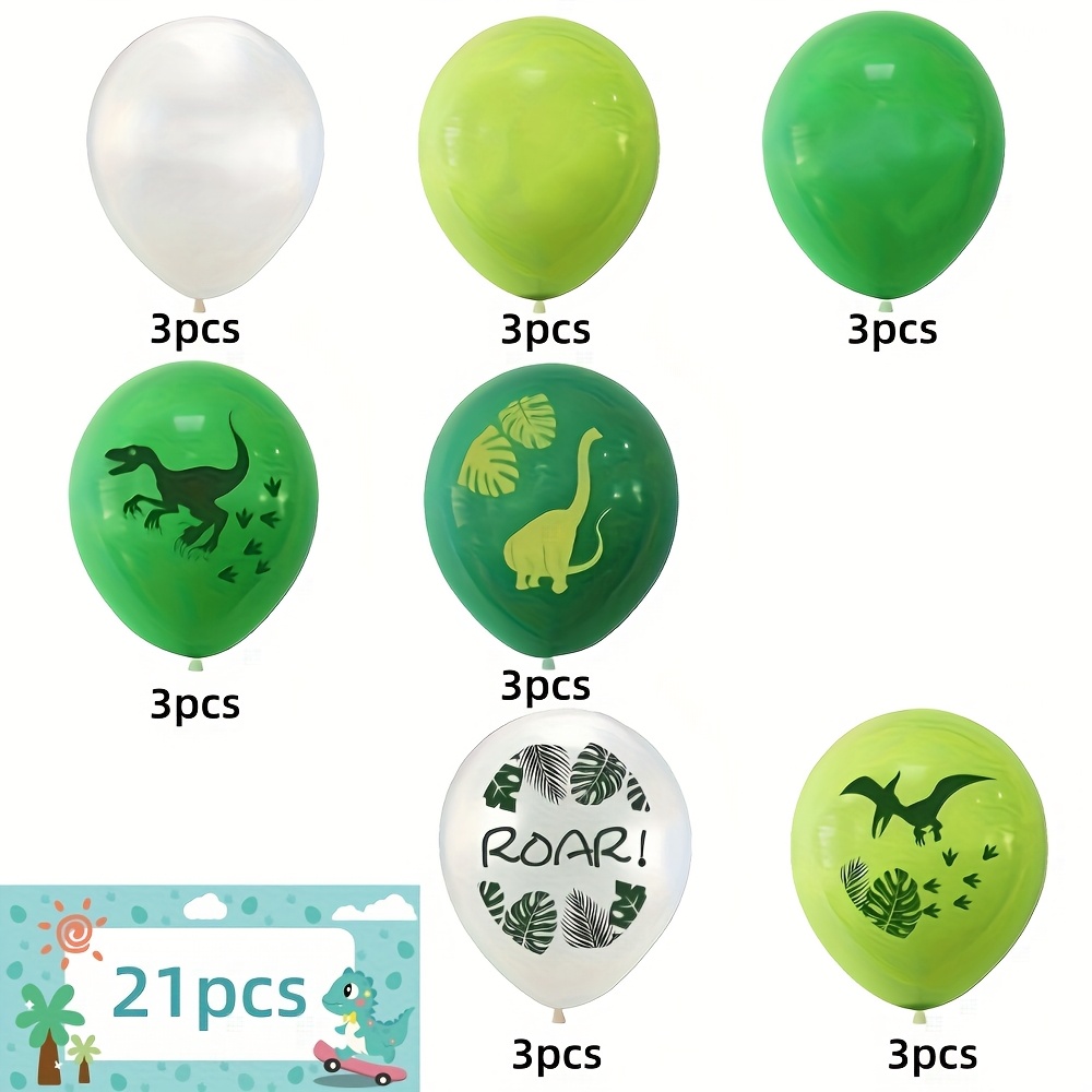 Image of Dinosaur Balloons For Boys Birthday Party - & White Latex Dino Balloons With , , Triceratops Shapes - Shower & Party Decorations, Bulk Dino Twisting Supplies, For Halloween, Christmas