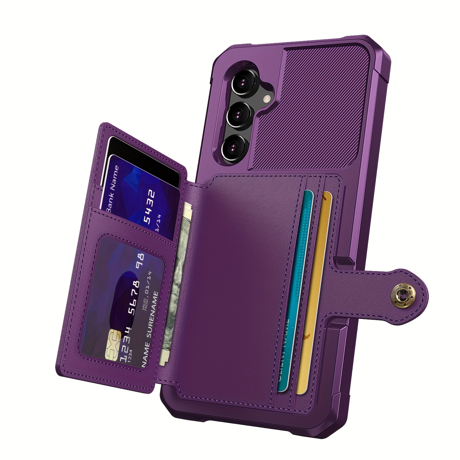 ZM03 Card Holder Faux Leather Case for 5G 5G Mobile Phone, with Card Slot, Compatible with Magnetic Car Mount, Heavy Duty Shockproof Durable Soft TPU Back Faux Leather Flip Wallet Cover - Image 37