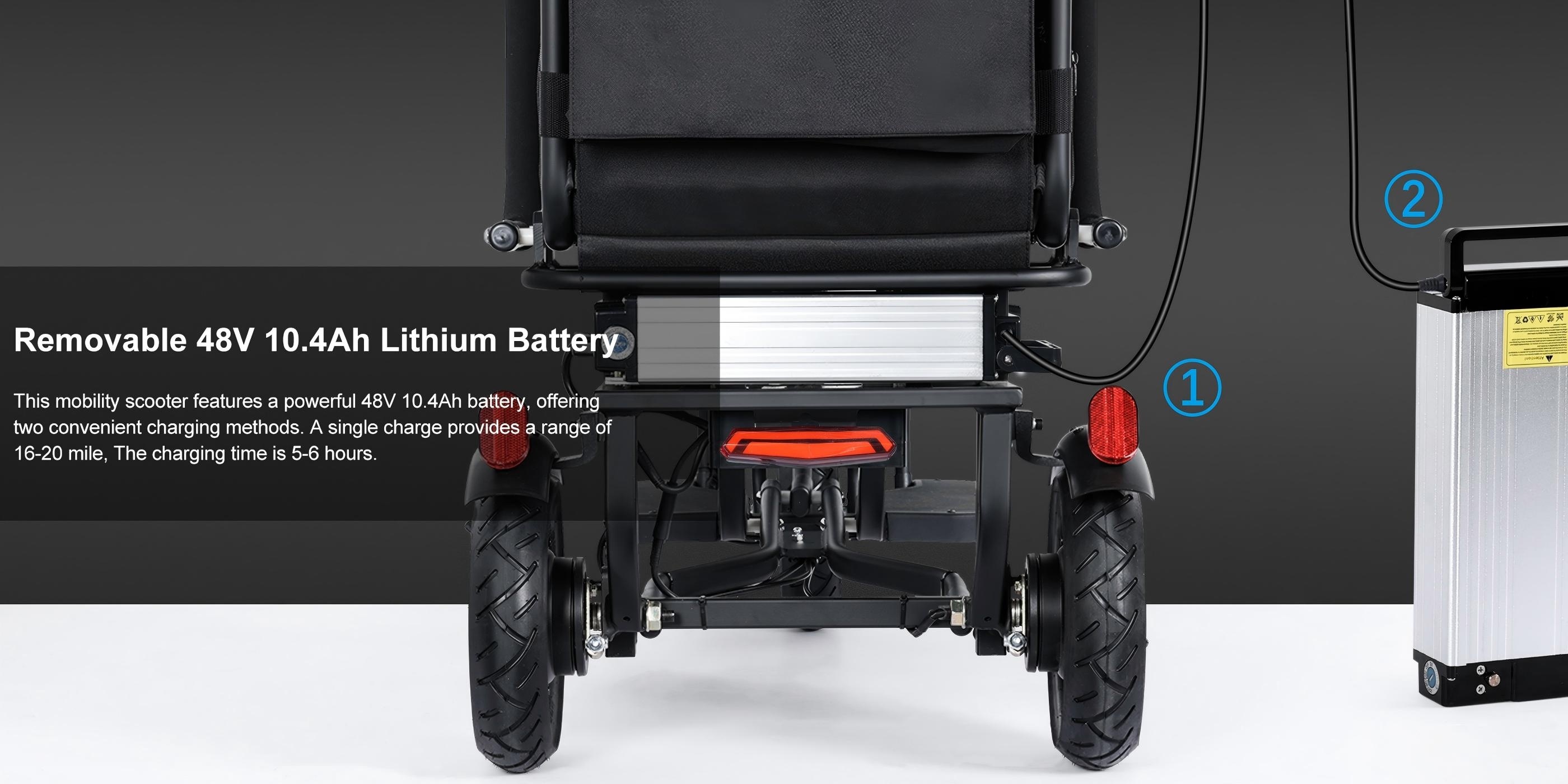 adult electric scooter for seniors lightweight folding 3 wheel mobility   with 700w dual motor ergonomic seat removable battery and storage basket black Product details 1