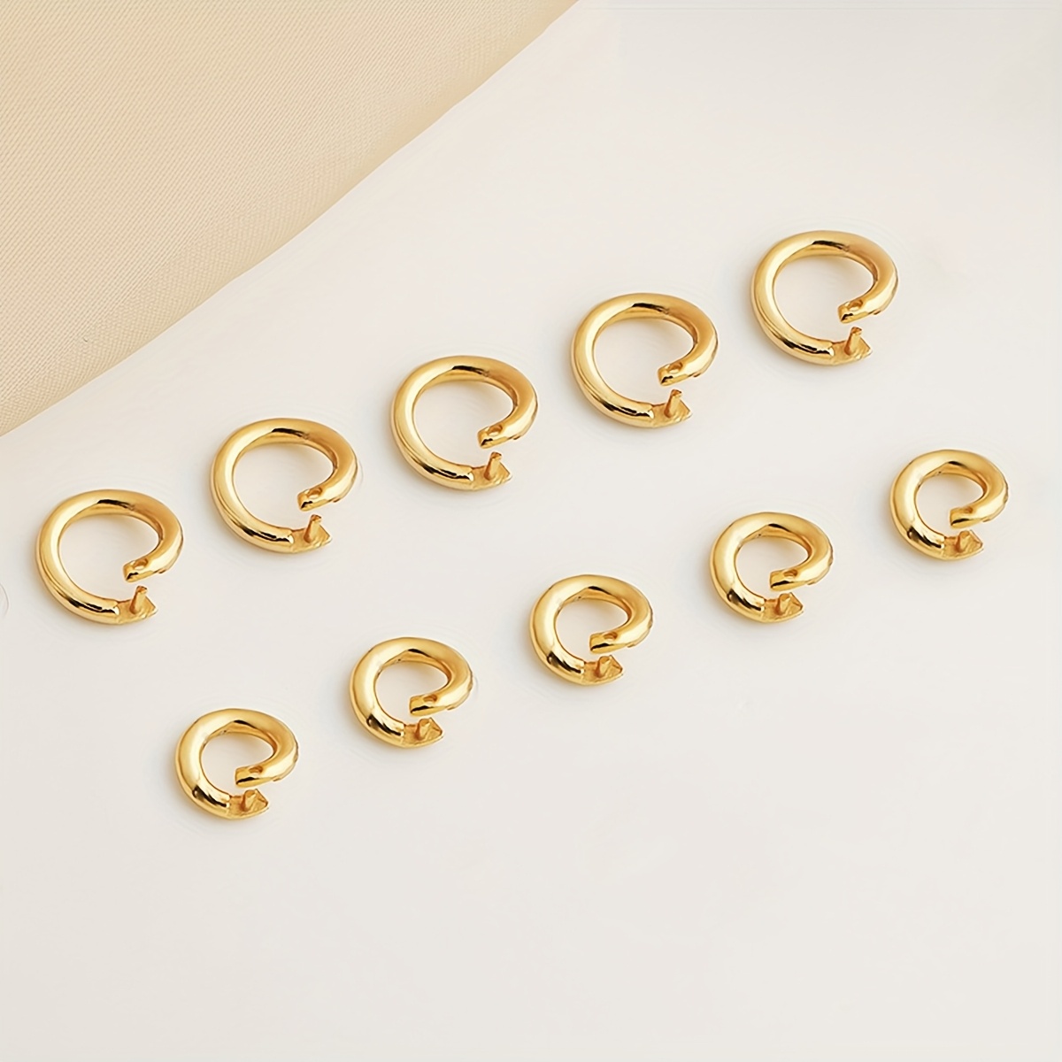 Image of 4/10pcs Copper Jump Rings Plated With 18k Golden, Open Jump Rings, Semi-closed Jump Rings, Suitable For Connecting Pendants, Charms, Bracelets, Necklaces, And Diy Lobster Clasps