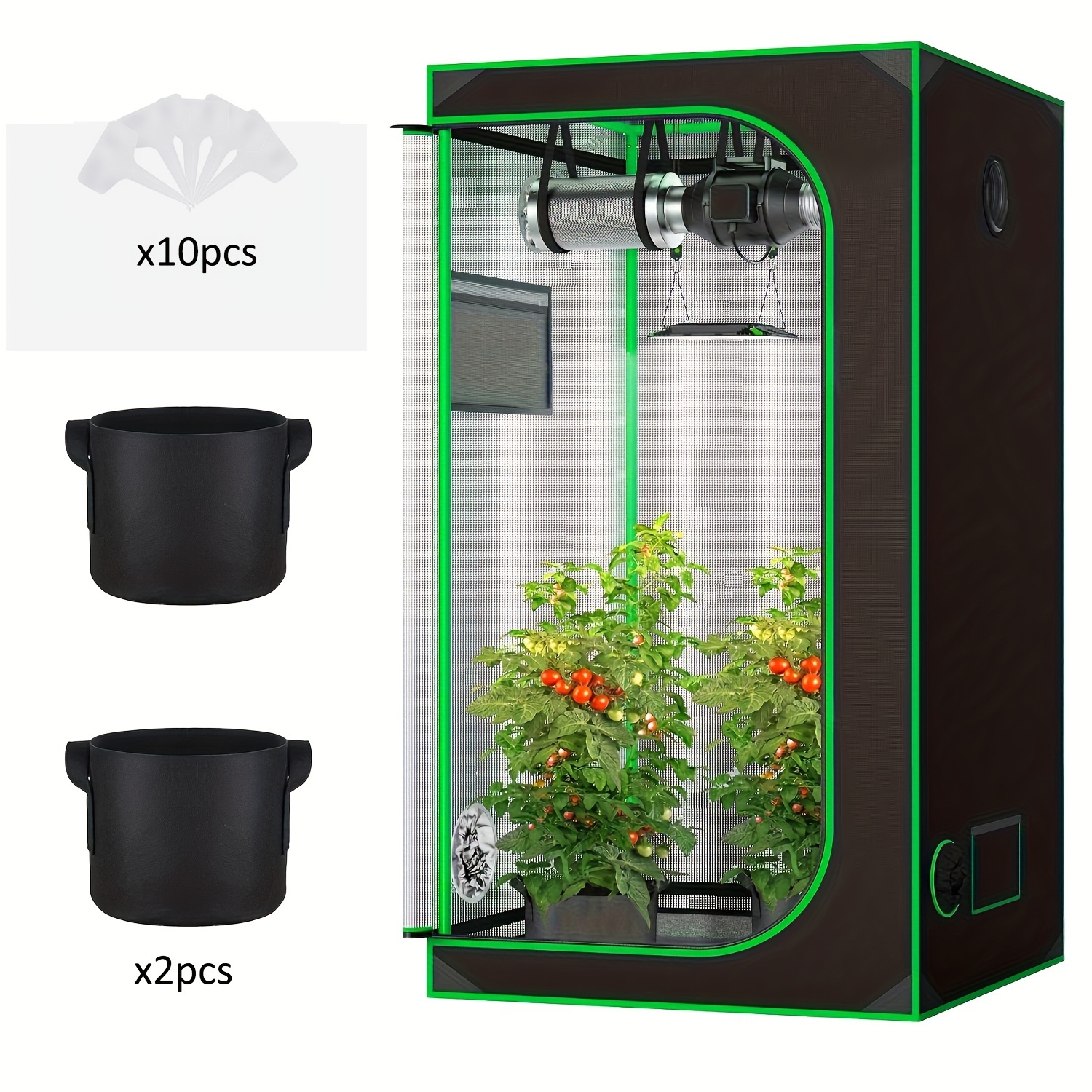 2x2 Highreflective Mylar Grow Tent Kit 24x24x48" With Viewing Window