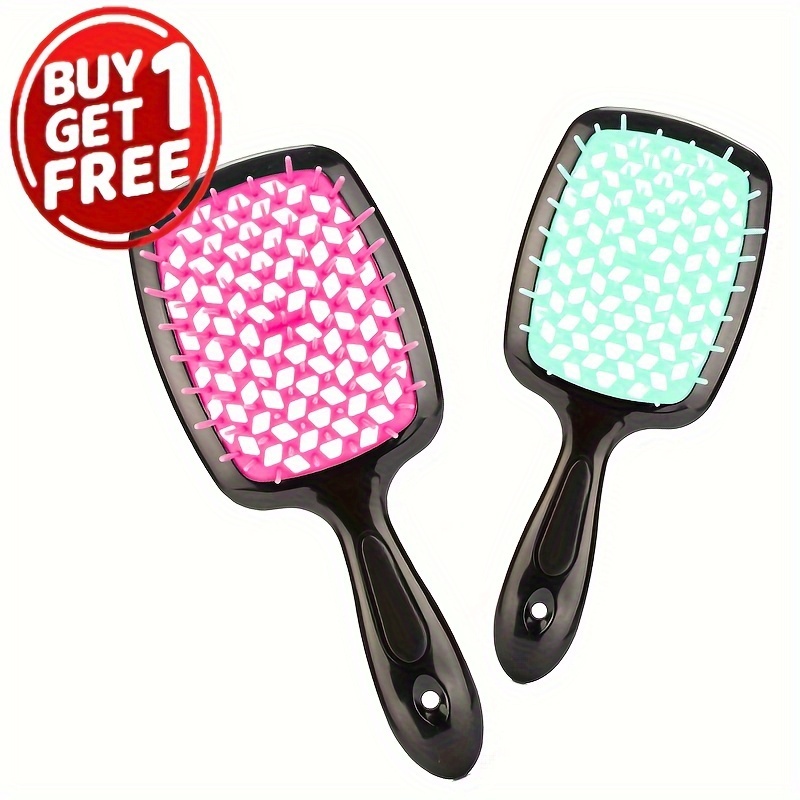 

2pcs Hair Comb Scalp Massage Comb Fluffy Shape Comb Mesh Comb Women Hollow Out Wet Curly Hair Brushes Hairdressing Hair Accessories