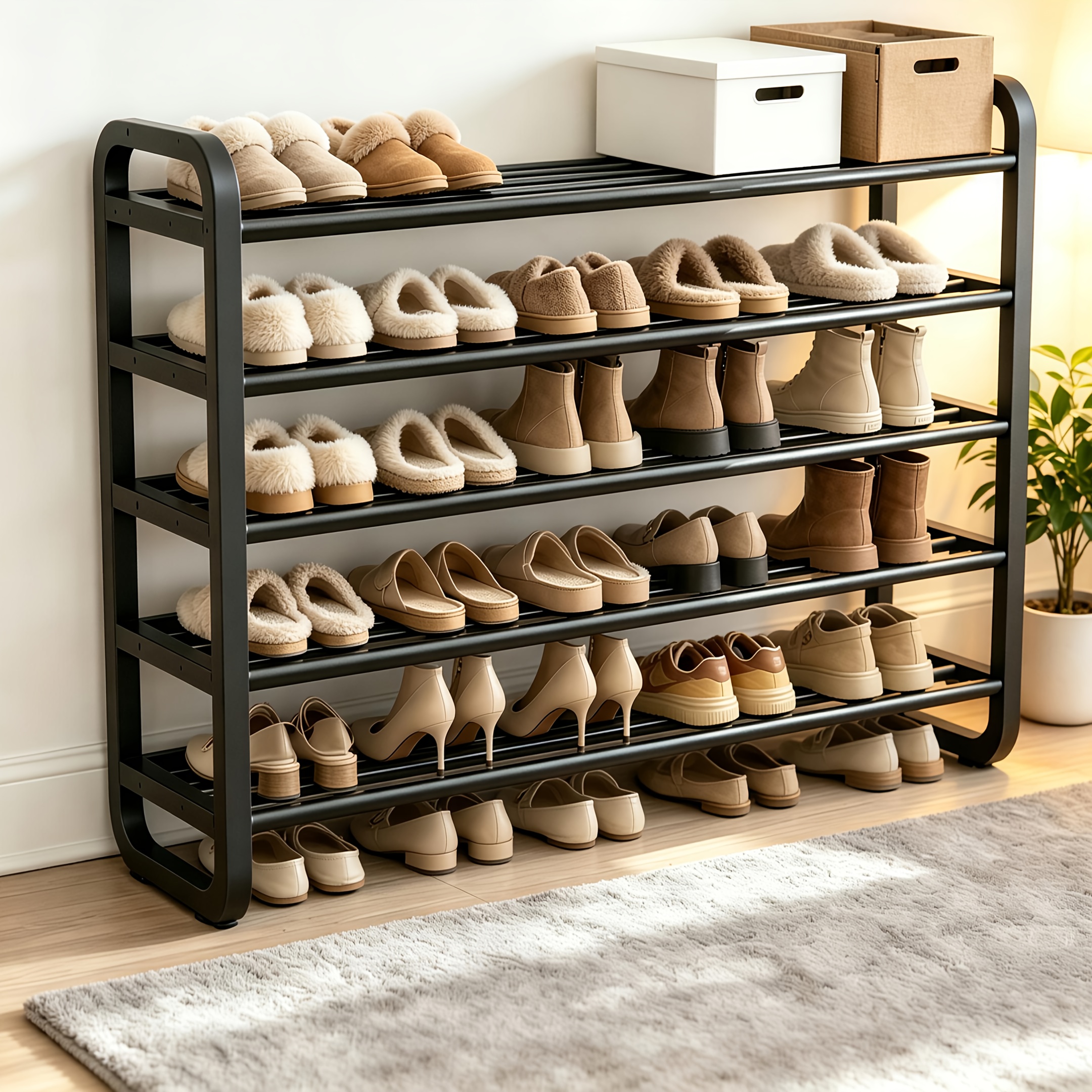 TEMU 5-tier Shoe Rack - New Metal Extra Large Shoe Rack - Men's Shoe Storage Rack, Strong Load-bearing, High Quality, Large Capacity Storage
