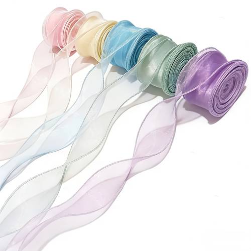 5 rolls 45m fishtail ribbon set wavy satin ribbon for handmade decoration ideal for diy crafts bouquet gift wrapping wedding party decor sewing christmas trees headpieces cake decor and bow making