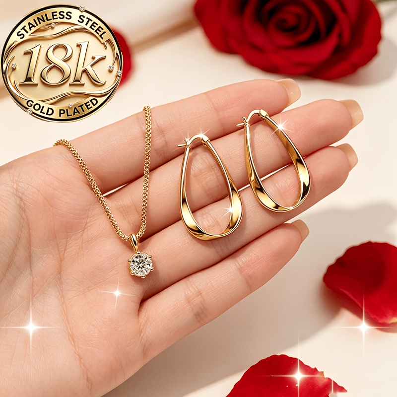 TEMU 3pcs Elegant And Exquisite Earrings And Sparkling Choker Necklace, Suitable For , Ideal For Daily Wear, Parties, Banquets, Dates, , And Perfect