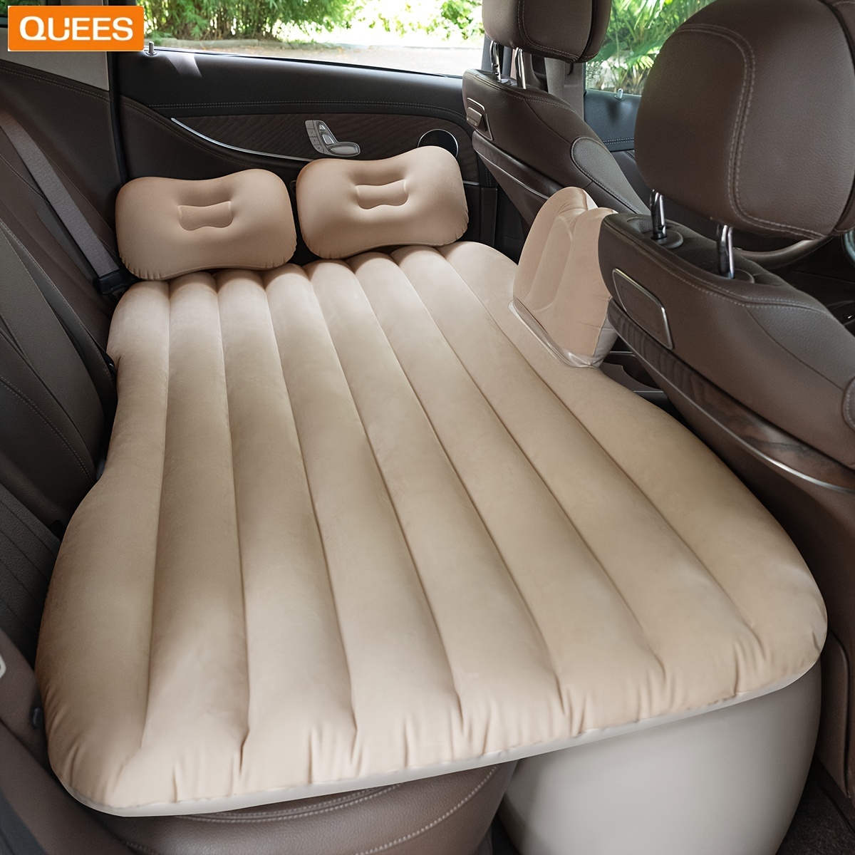 

Quees Car Air Mattress With Car Plug - Inflatable Rear Seat Air Pad For Camping, Rectangle, 2 Person Capacity, Pvc Fabric, Voltage ≤36v - No Repair Kit, Includes Stuff Sack