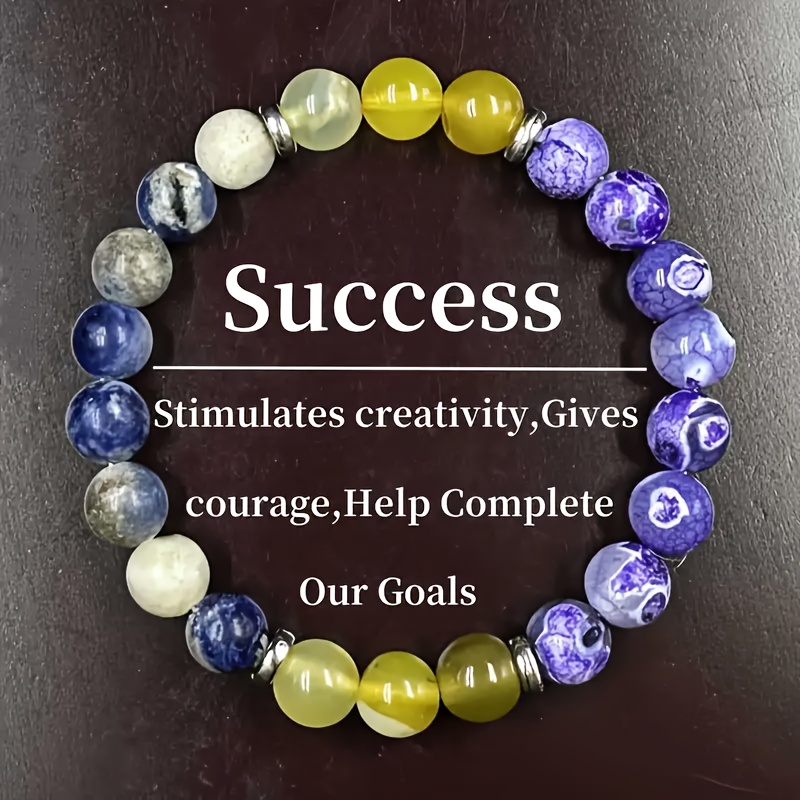 9-Piece 8mm Natural Stone and Glass Beaded Layered Boho Bracelet for Men