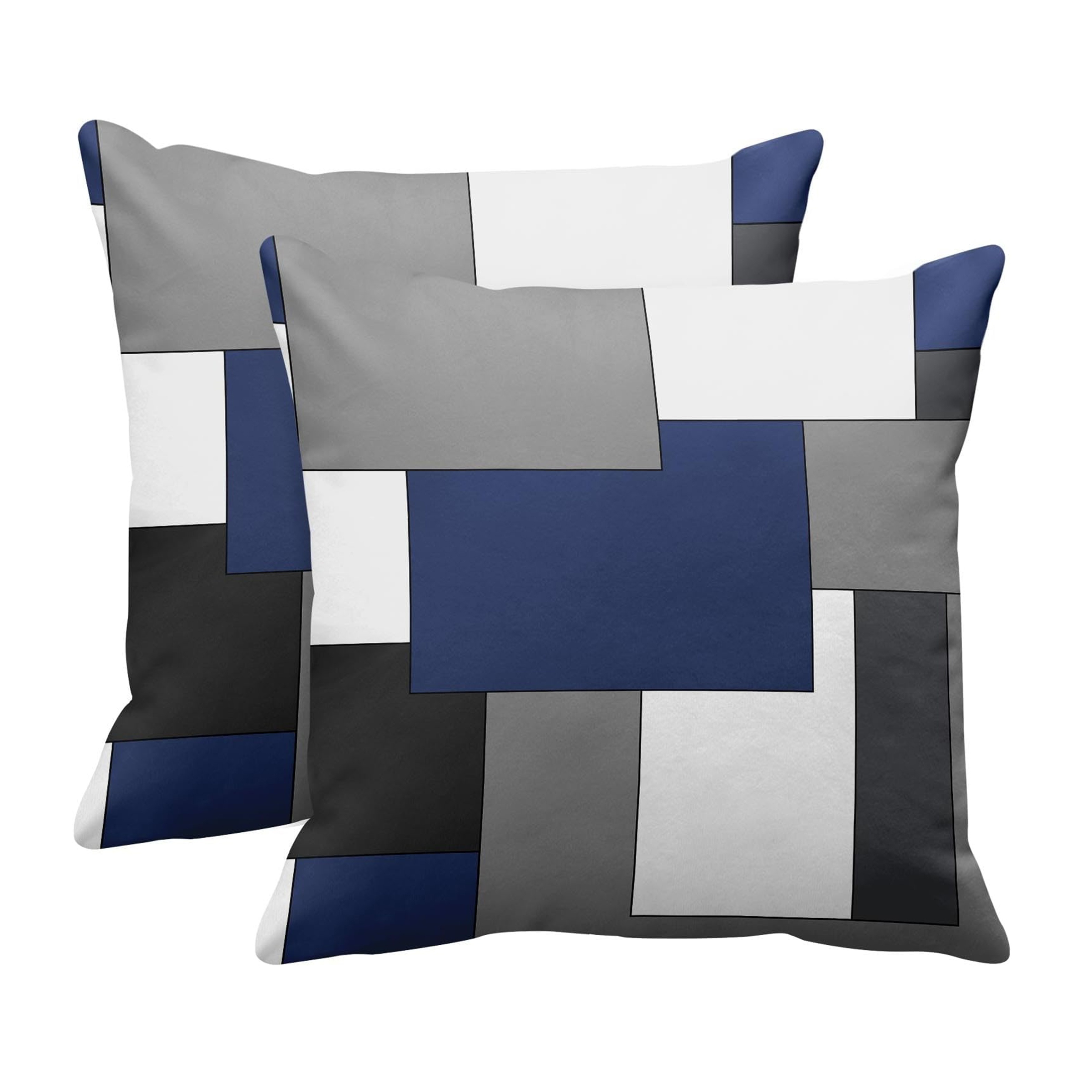 

Contemporary Geometric Throw Pillow Covers Set Of 2, Polyester Abstract Square Cushion Cases, Modern Decorative Zippered Pillowcases For Home Decor, Machine Washable - 16x16, 18x18, 20x20 Sizes