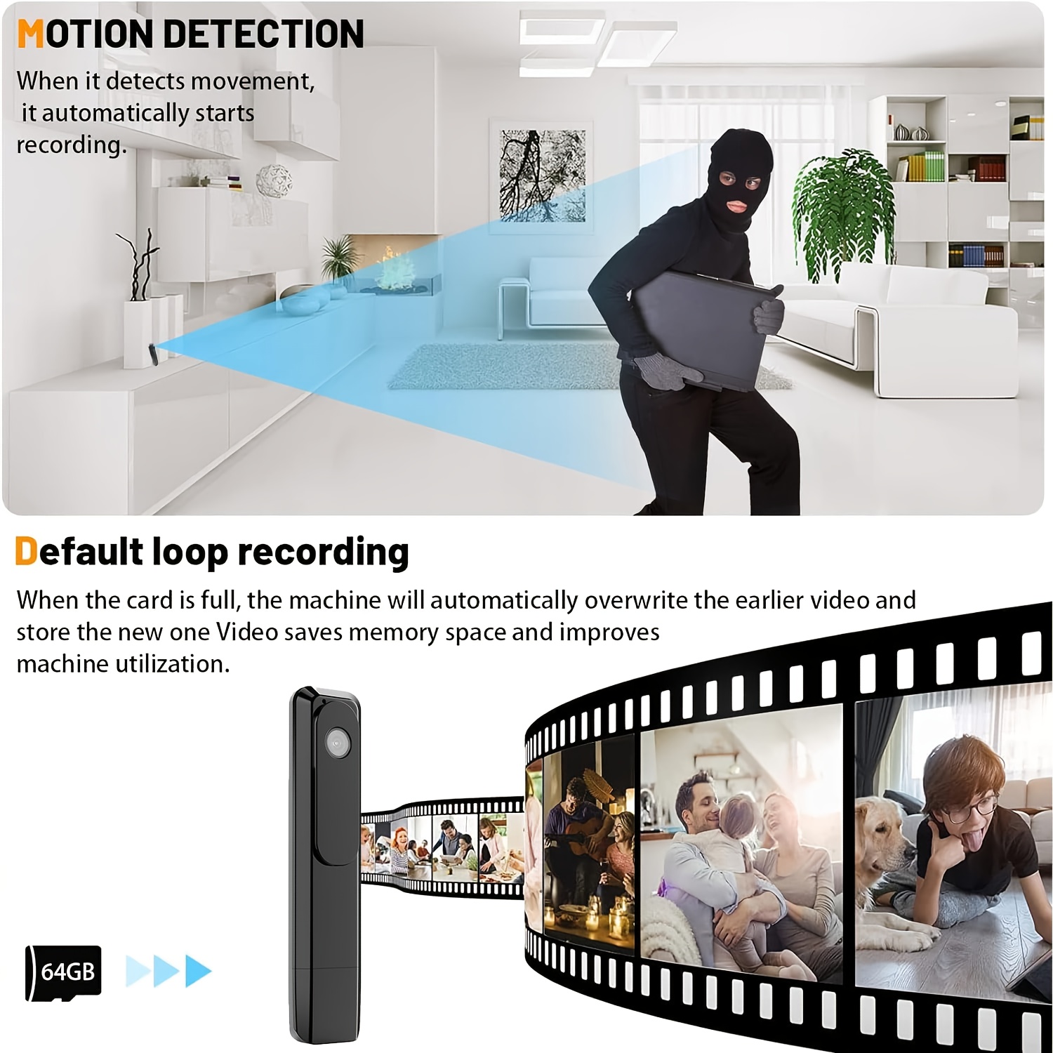 Caméra Corporelle 1080P Avec Audio - Mini Caméra Portable Pour Livraison, Sport Ou Sécurité