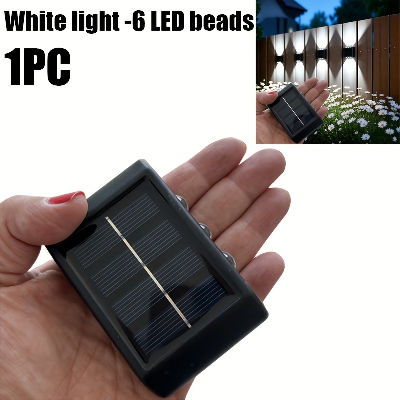 TEMU 1 pieza - 6 cuentas LED / Luz solar para patio exterior / Luz de noche LED, iluminación y abajo, plástico duradero IP44, sin cableado y de