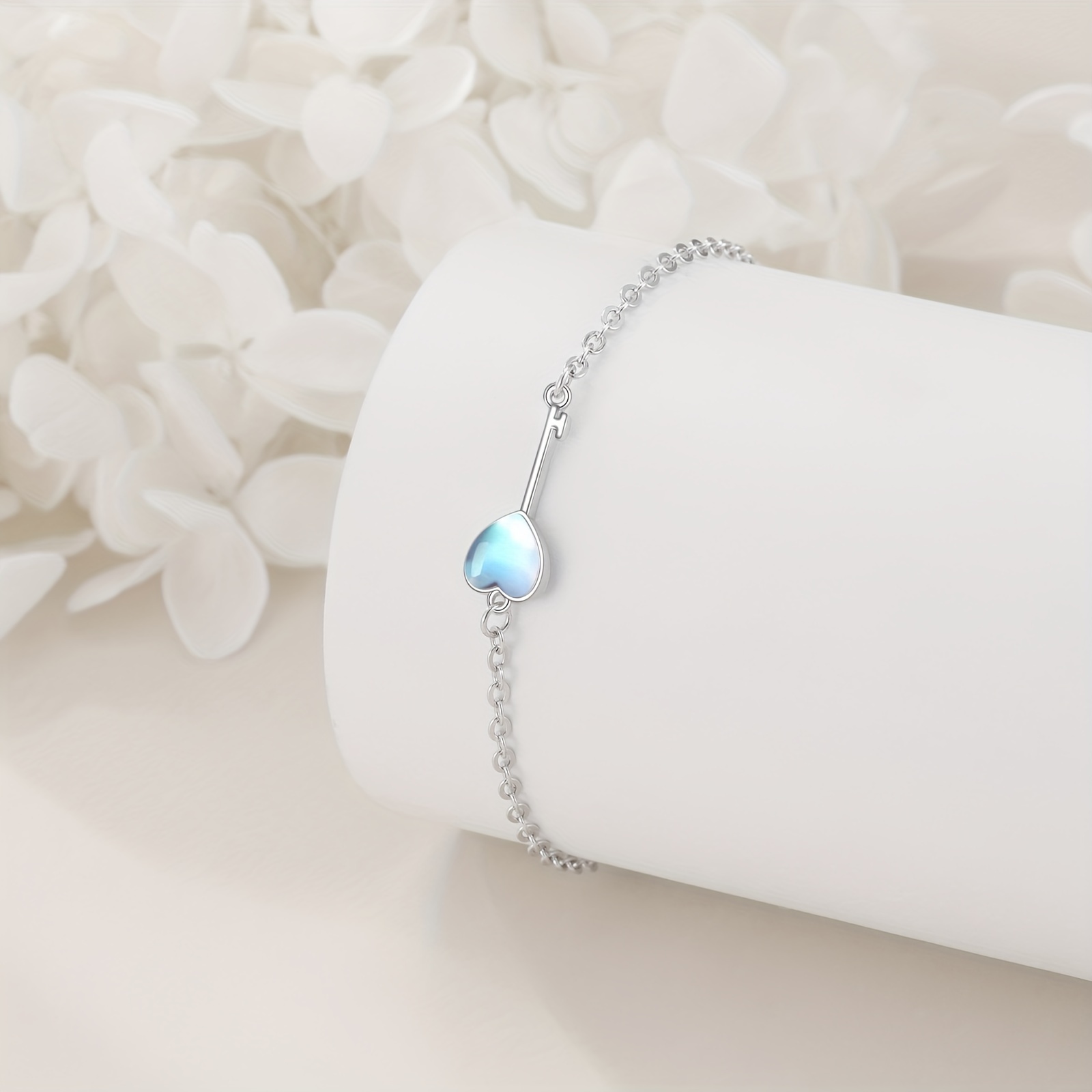Moonstone Key Bracelet 925 Sterling Silver Moonstone Jewelry Gift