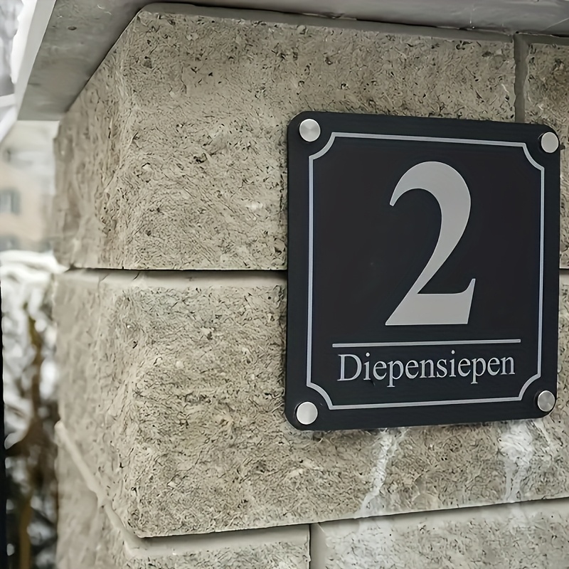 E-shop Quadratisches Adressschild "Benutzerdefinierte Nummer" | Schraubbefestigte Hofidentifikation | Sonnenbeständig und für die Außentür | Einfache