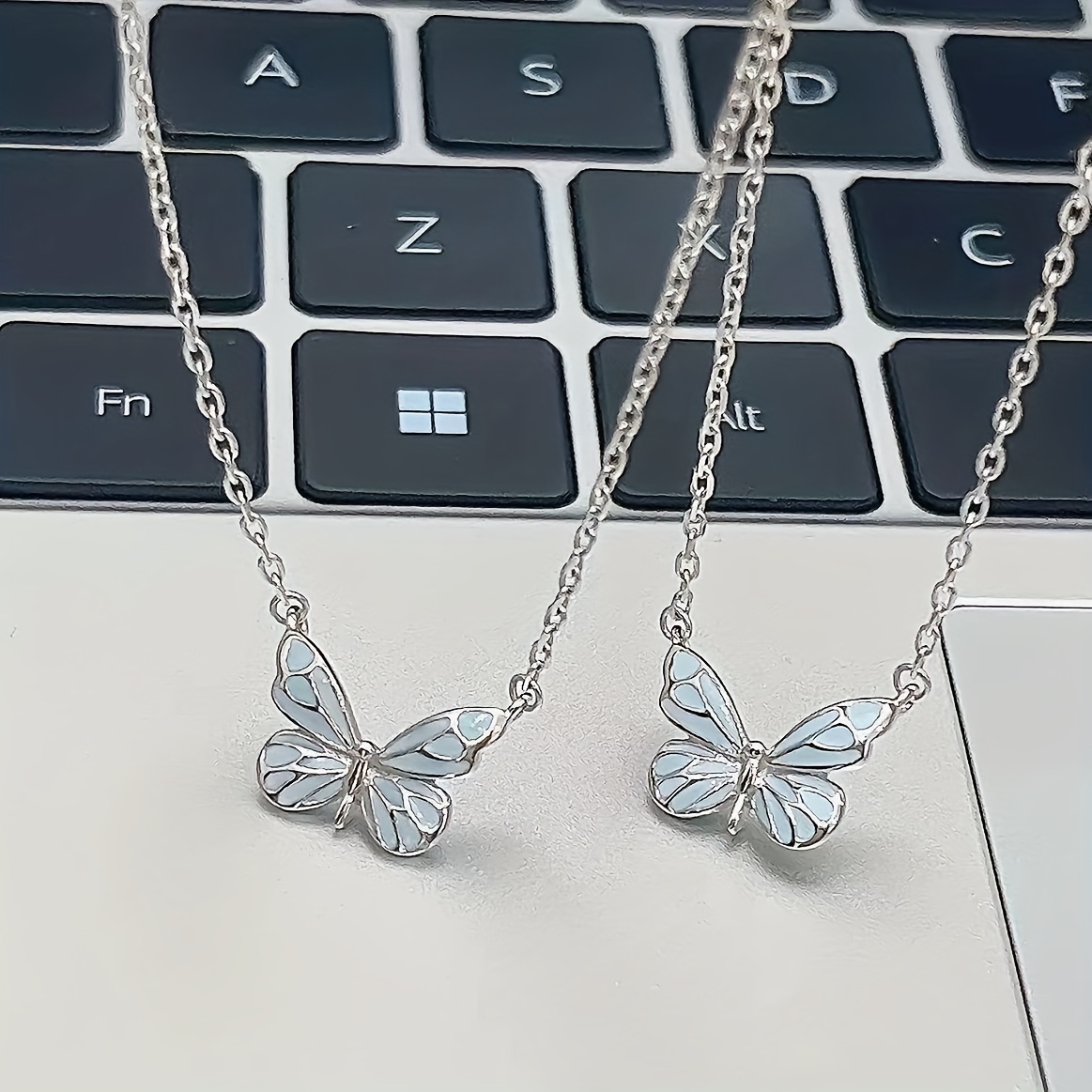 Glow-In-The-Dark Butterfly Necklace and Bracelet Set