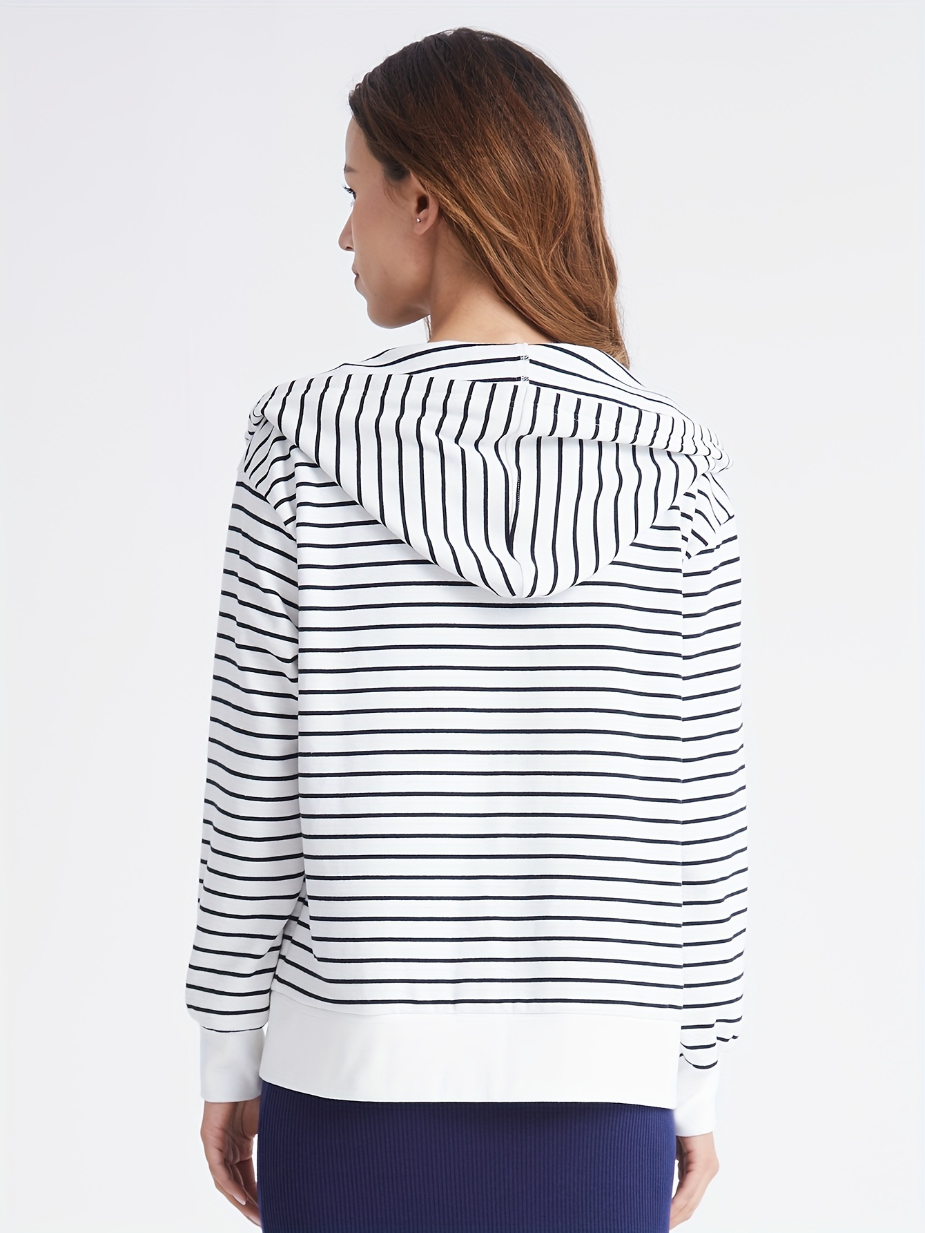 sweat à capuche à rayures rouges blanches femme fermeture Temu