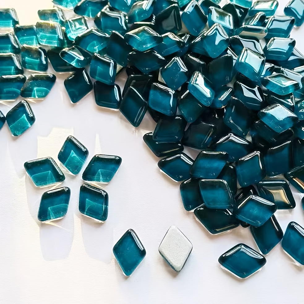 TEMU 73pcs Round Edge Diamond Mosaic Loose Stone Crystal Translucent Glass Handmade Materials Mosaic Decoration Mosaic Tile