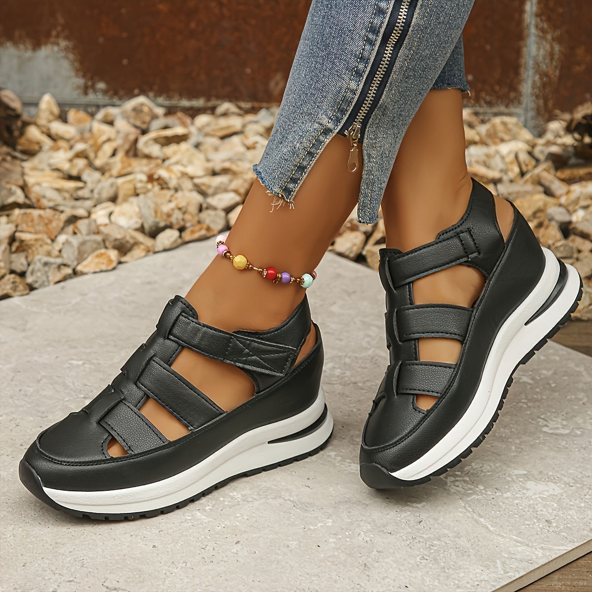 Caminar Sneakers Mujer Sandalias Sandalias Deportivas Blancas Para
