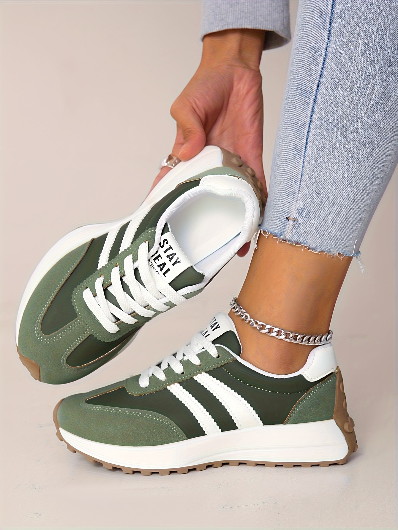 Women's Casual Sneakers 2025 New Hot-Selling Style, Green Fashion Trendy Platform Height-Increasing Shoes, Versatile Comfortable Mustard Yellow and White Black Multi-Color Options, Sports Casual Shoes, Women Shoes