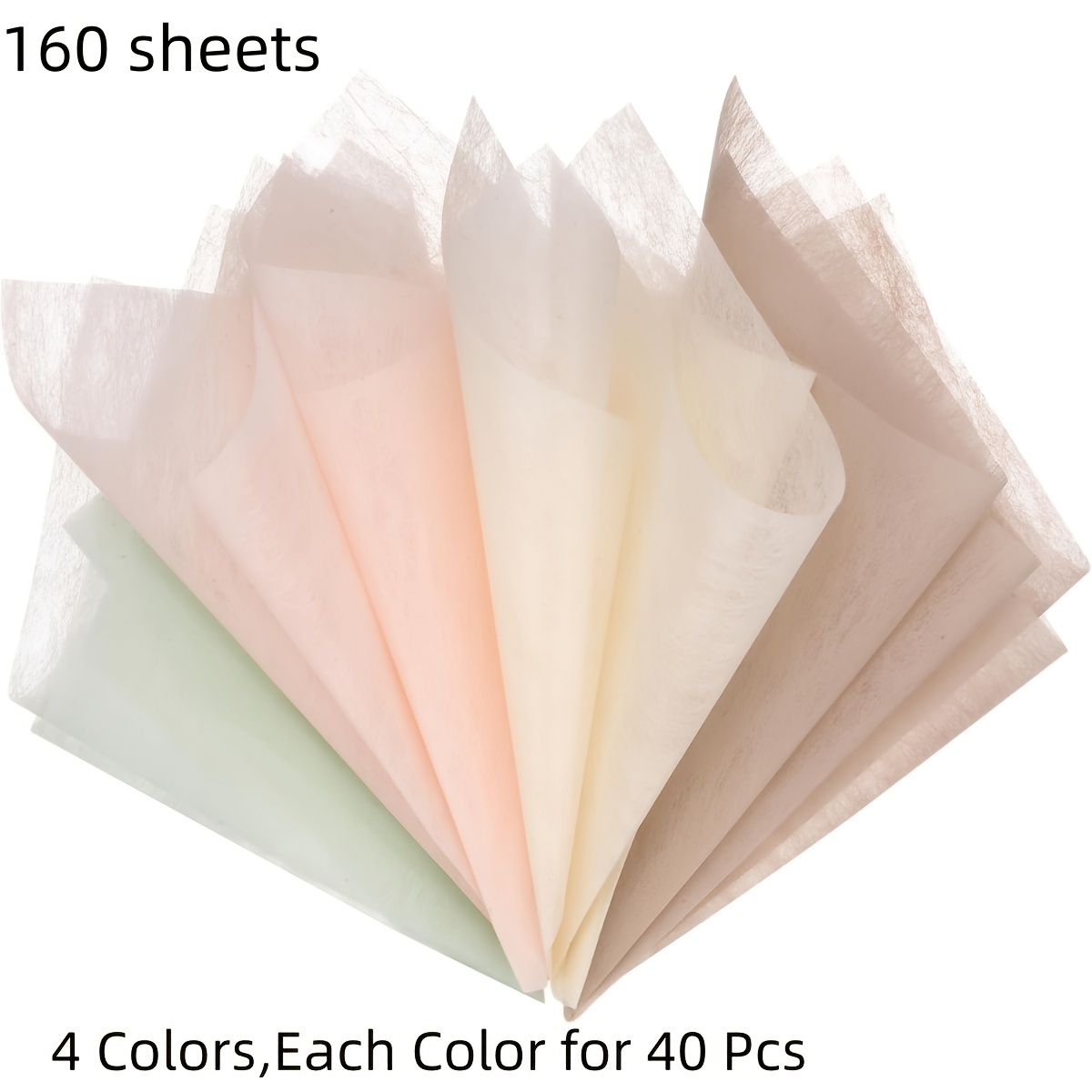 Image of 4 Packs (total Of 160 Sheets) Floral Wrapping Paper - 4 Soft Pastel Shades For Bouquet Gift Wrapping, Suitable For Birthdays, Weddings, Showers, Easter - Elegant Floral Wrapping Paper