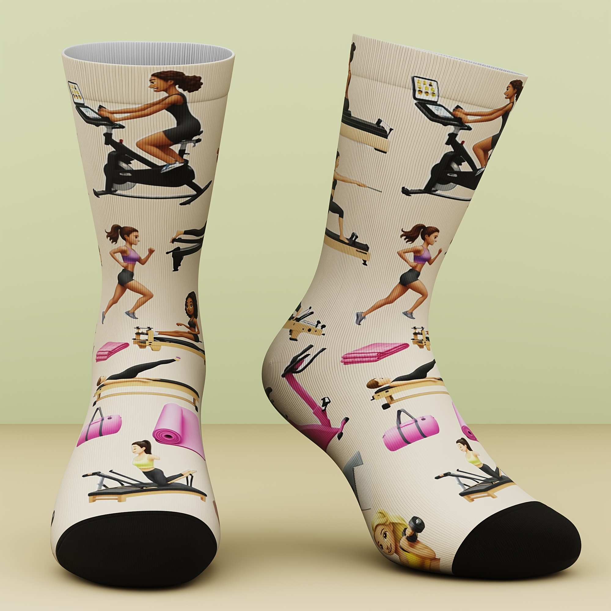 TEMU Un par de calcetines unisex, temática de fitness, divertidos estampados de equipo de fitness, a , cómodos y transpirables, adecuados para