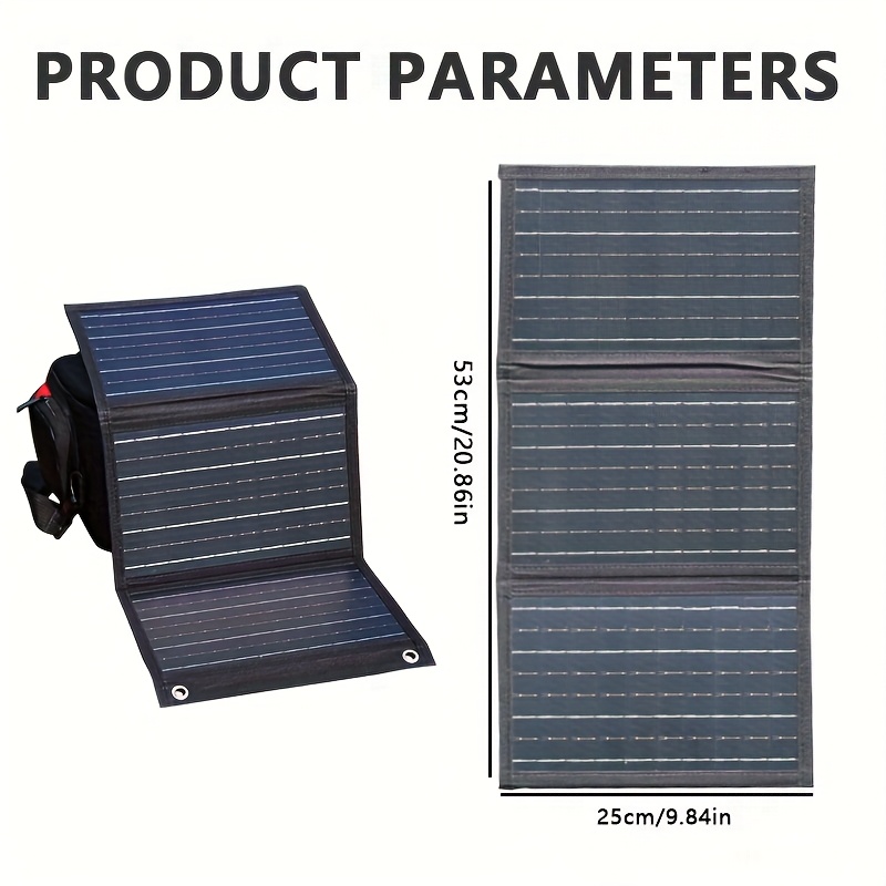 1pc Panneau Solaire Pliable avec Double Ports USB, Chargeur Solaire Portable pour Téléphones et Accessoires, Idéal pour le Camping, la Randonnée, le Vélo et les Pique-niques, Batterie Solaire Externe