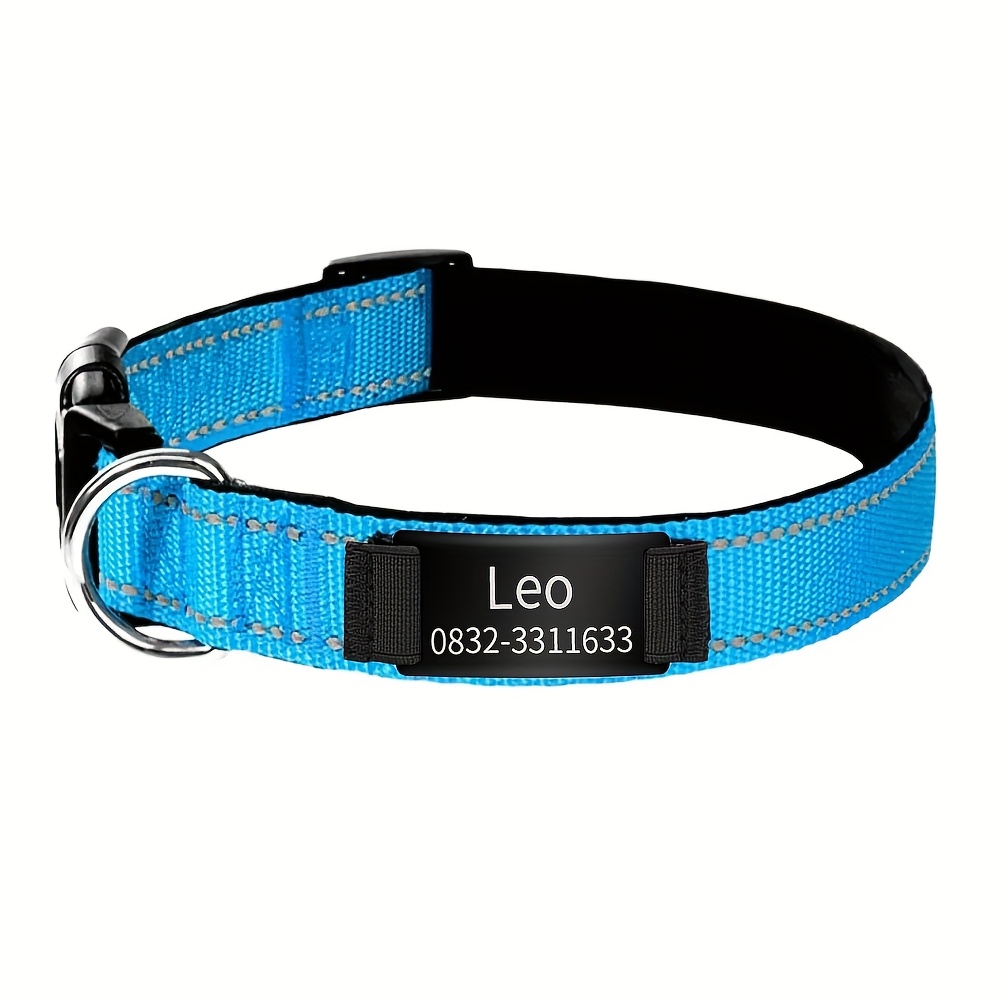 TEMU (customized) Pet Collar Nylon Collar With Pet Id Tag With Sponge Pad Laser Engraving Custom Text Suitable For Small Dogs Medium Dog Large Dog