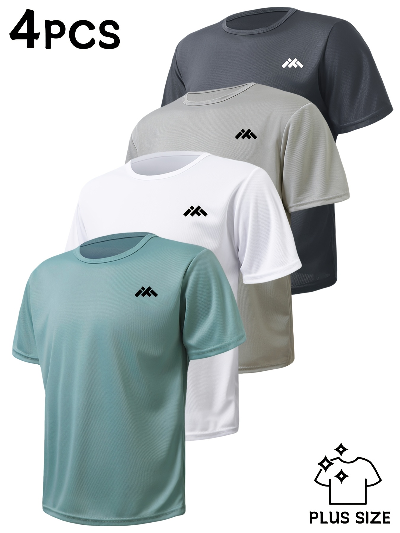 4 pc mens plus size easy design pattern ultra thin quick dry fitness sports   casual fashion t shirt lightweight breathable moisture wicking