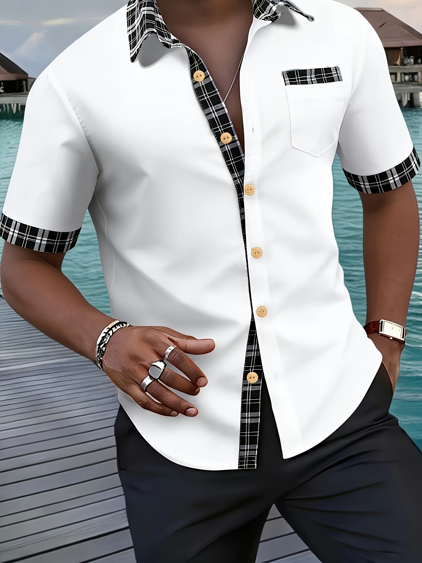 men dress shirts short sleeve sold on Temu United States