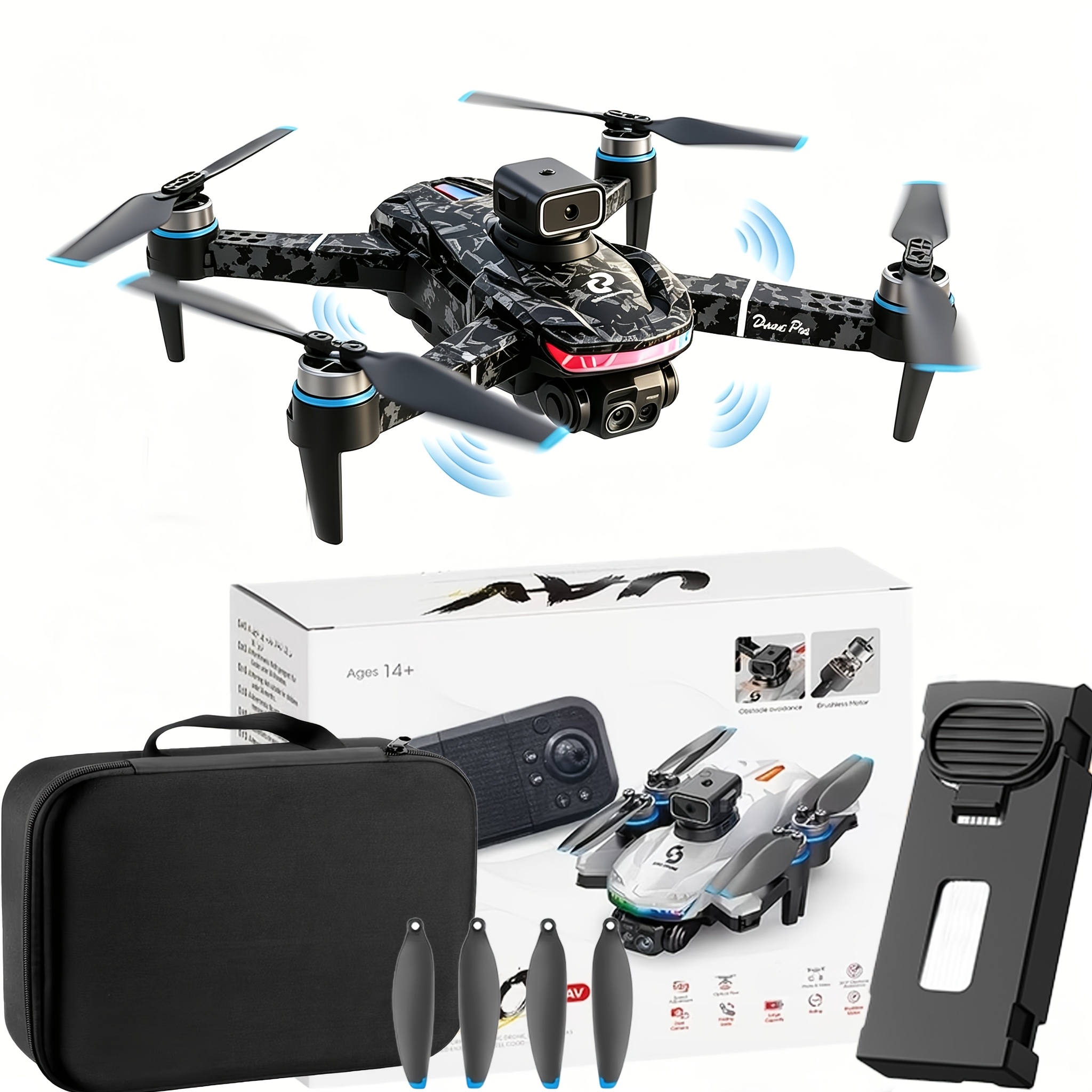 TEMU 2026 New Professional Rc Drone With 2 Batteries | Dual Camera Double Folding Rc Height Hold Remote Control, Holiday Gift For Indoor And Outdoor,