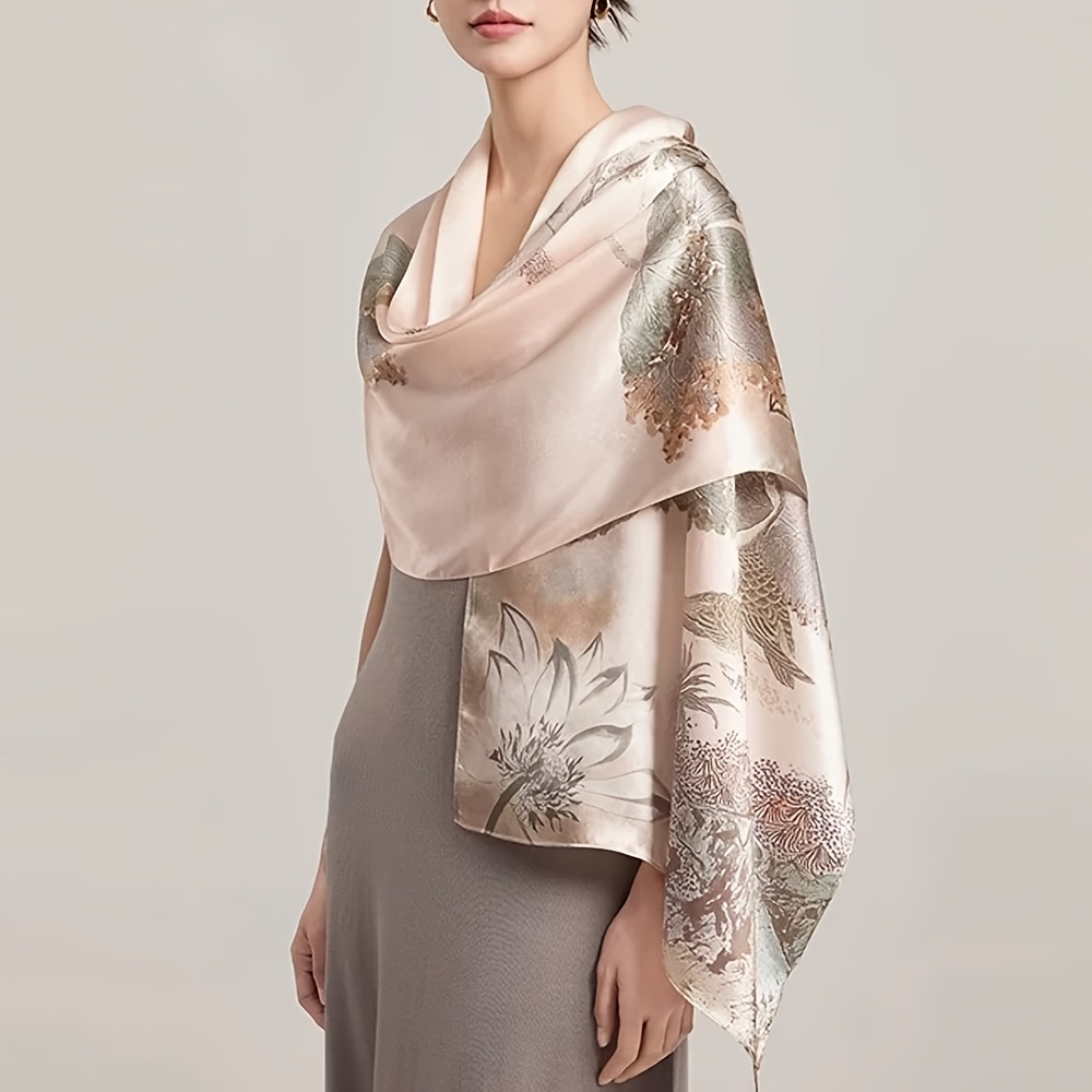 new       shawl for women womens day gift for mom gift for elders mothers day 100 silk   satin size 53 170cm long scarf