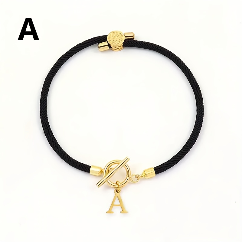 TEMU 1pc Pulsera A-Z 26 Ajustable Impermeable Resistente al Cordón Milán Hebilla OT Pulsera de Moda para Hombres y Mujeres Combinación de y Cordón