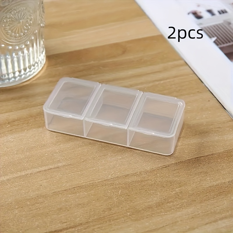Image of 2pcs Small Pill Box, Portable Morning, , And Evening Dispensing, Mini Pp Three-compartment Pill Box, Small Dispensing Box