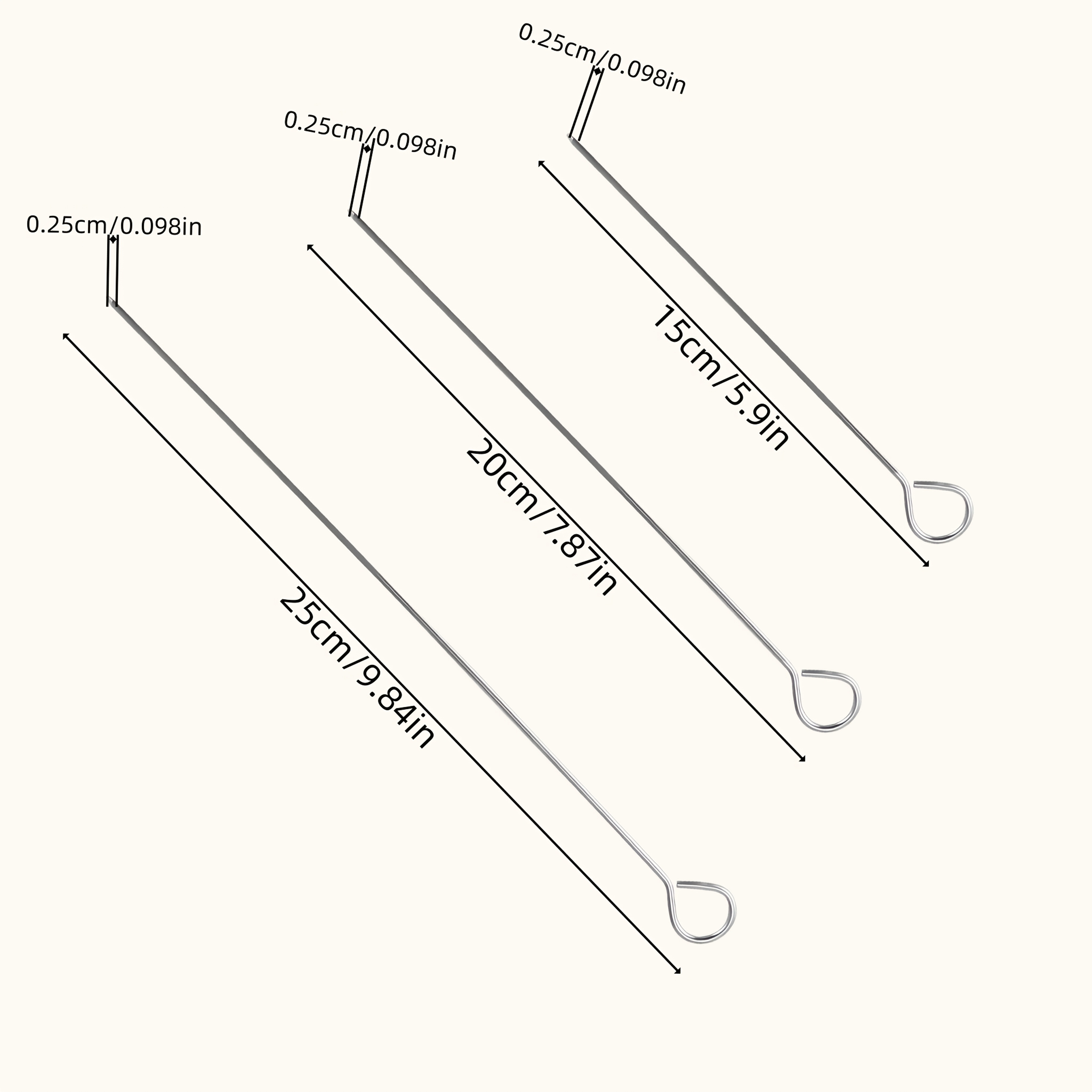 E-shop Set mit 3 Kerzendocht--Nadeln aus Edelstahl, handgefertigte Edelstahl-Form-Bohrer, Lochwerkzeuge zum Kerzenmachen, vorgebohrtes Lochdesign,