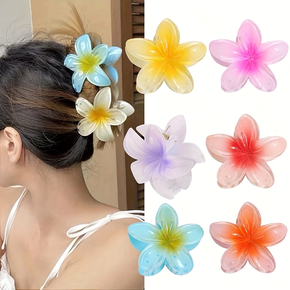 

6pcs Summer Romantic Egg Flower Hair Clip Sweet Simple Style Hairpin Back Head Updo Hair Accessories For Women