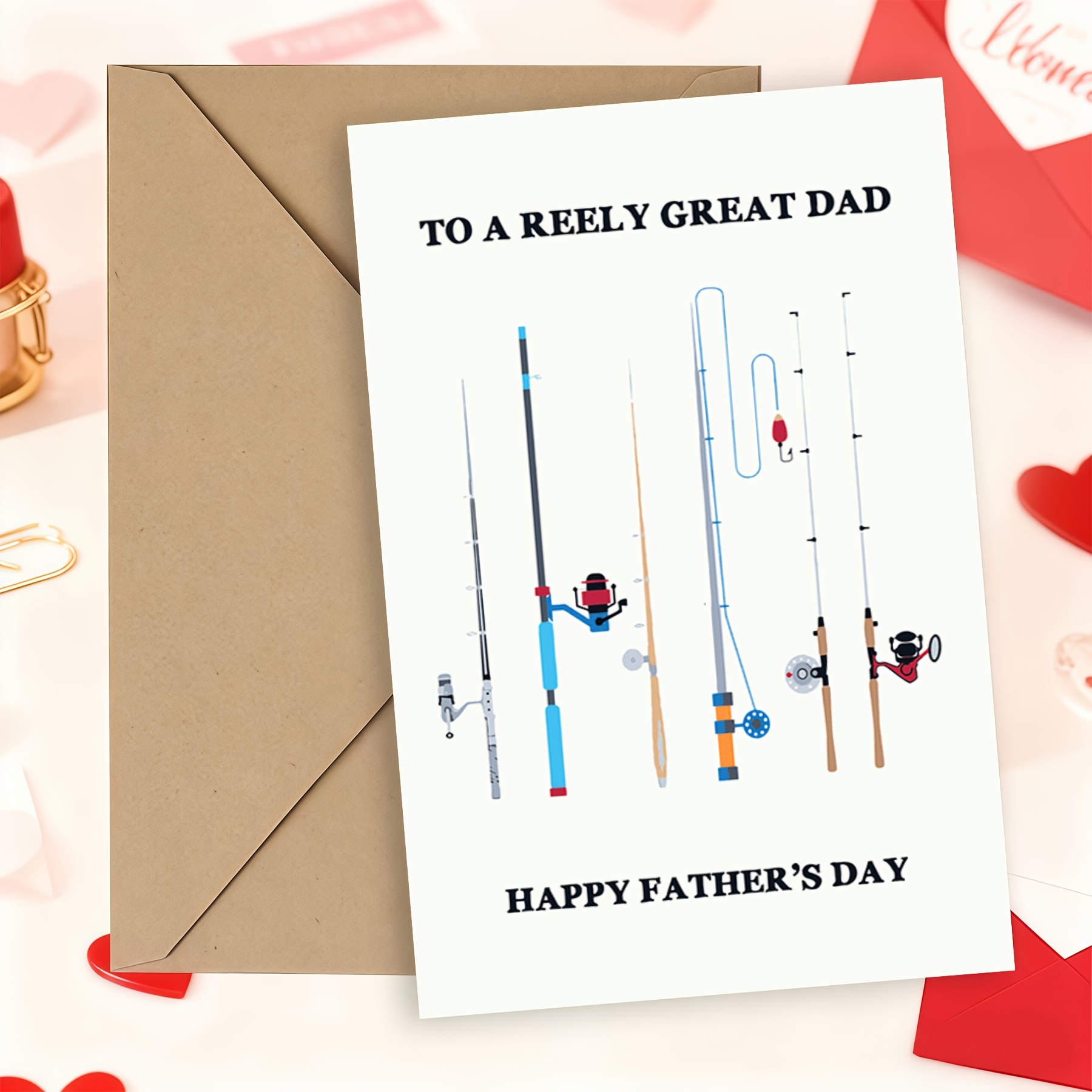 TEMU Funny Fishing Themed Father's Day Card, "to A Great Dad" Pun Card, Fishing Lover Dad Appreciation Card With Envelope