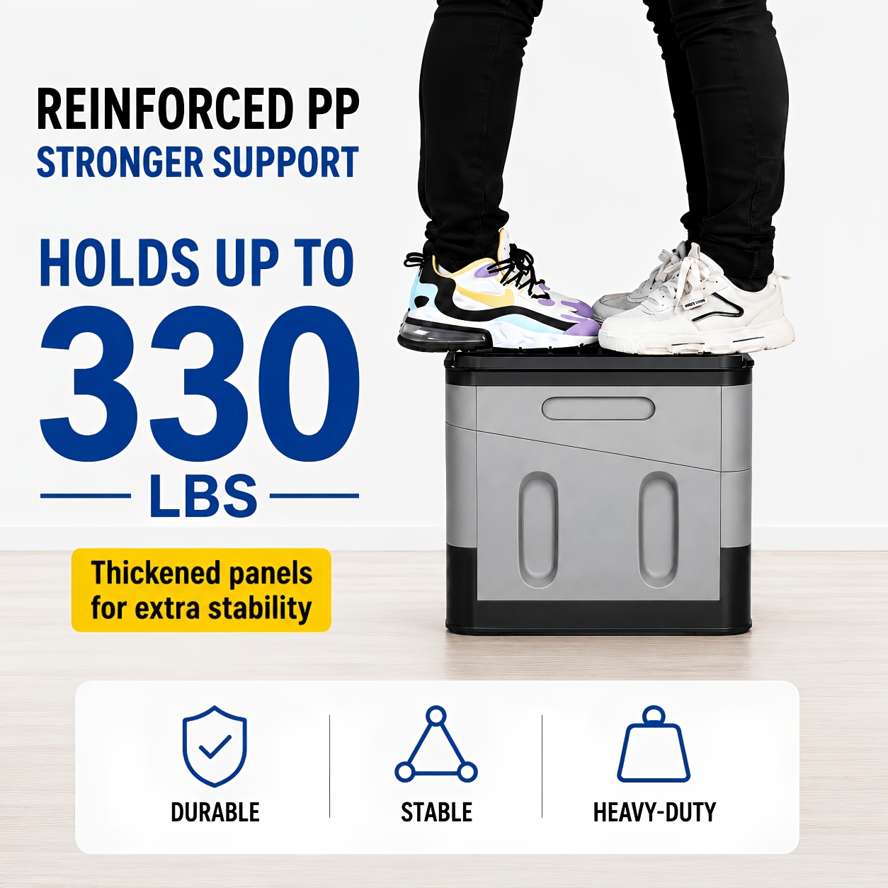 TEMU Portable Folding Toilet Heavy-duty Thickened Pp Material Suitable For Camping, Rv, - 2-in-1 Compact Toilet & Storage With Ergonomic Seat, Quick