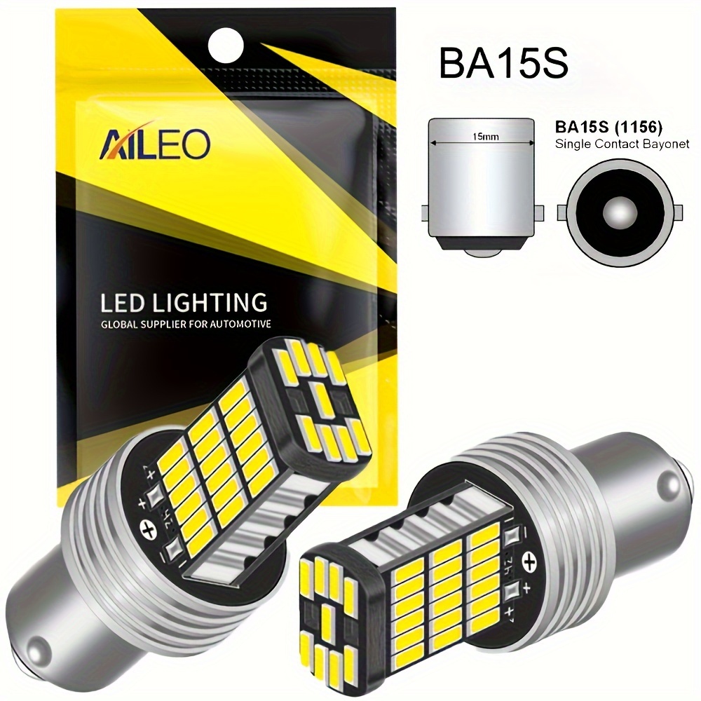 

2pcs Aileo 1156 Ba15s Led Bulbs, 45pcs 4014smd Super 1200lm , 12v Car Reversing Signal, Vehicle , No Battery Included